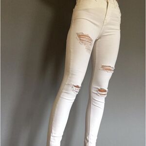 Topshop White Jamie Moto Distressed High-Rise Skinny Jeans

Product Details